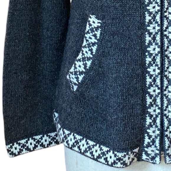 Alpaca Imports Fair Isle Sweater Zip Nordic British Countryside Grannycore Ski-M - Picture 5 of 12